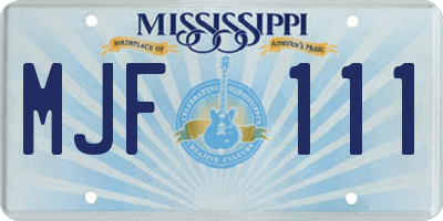 MS license plate MJF111
