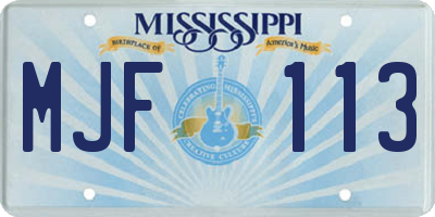 MS license plate MJF113