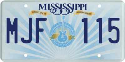 MS license plate MJF115