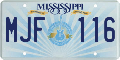 MS license plate MJF116