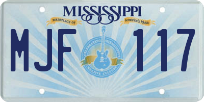 MS license plate MJF117