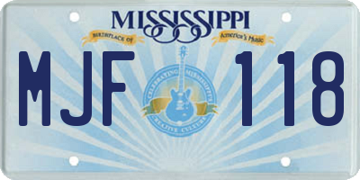 MS license plate MJF118