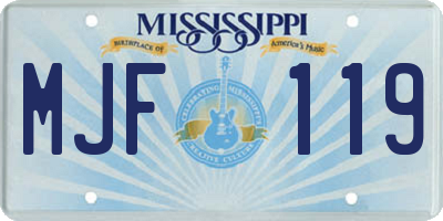 MS license plate MJF119