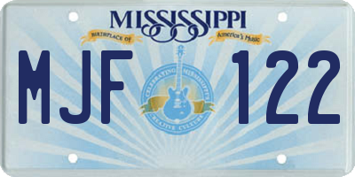MS license plate MJF122