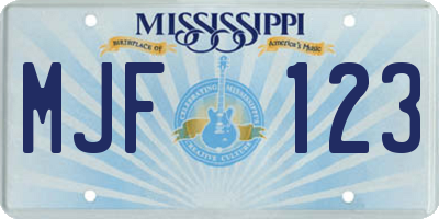 MS license plate MJF123