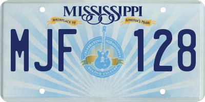 MS license plate MJF128