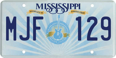 MS license plate MJF129