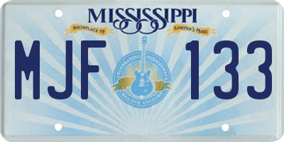 MS license plate MJF133