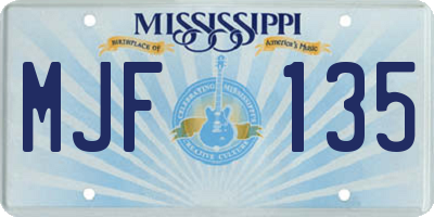 MS license plate MJF135