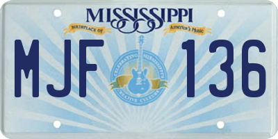 MS license plate MJF136