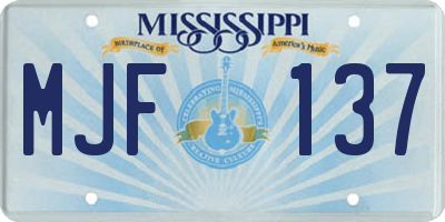MS license plate MJF137