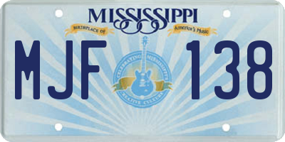 MS license plate MJF138