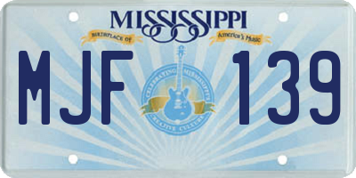 MS license plate MJF139