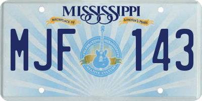 MS license plate MJF143