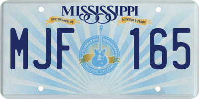 MS license plate MJF165