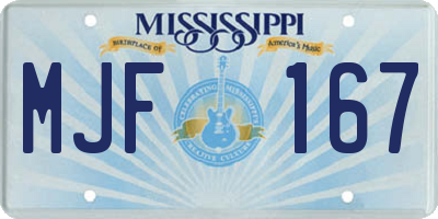 MS license plate MJF167