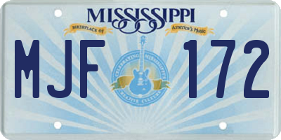 MS license plate MJF172