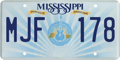 MS license plate MJF178
