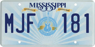 MS license plate MJF181
