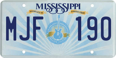 MS license plate MJF190