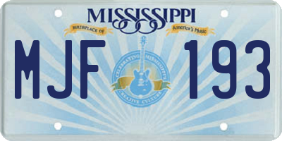 MS license plate MJF193