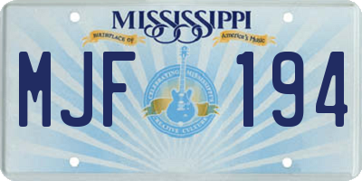 MS license plate MJF194