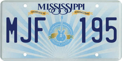 MS license plate MJF195