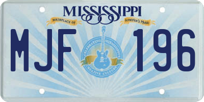 MS license plate MJF196