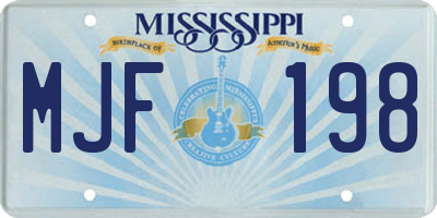 MS license plate MJF198