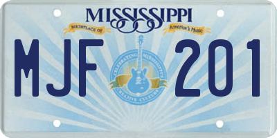 MS license plate MJF201