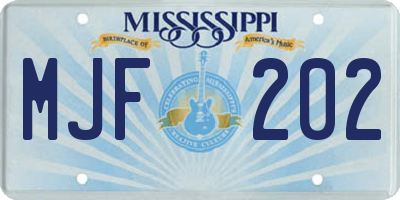 MS license plate MJF202