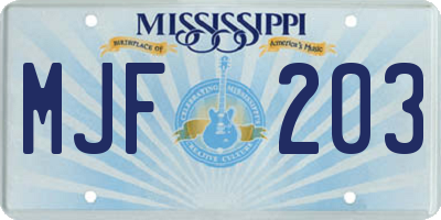 MS license plate MJF203