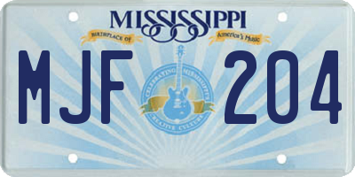 MS license plate MJF204