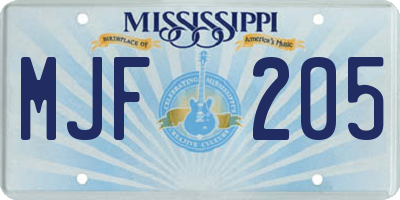 MS license plate MJF205