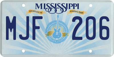 MS license plate MJF206