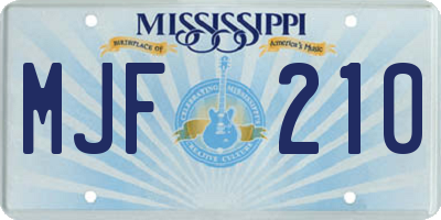 MS license plate MJF210
