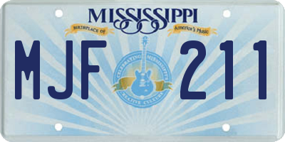 MS license plate MJF211