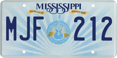 MS license plate MJF212