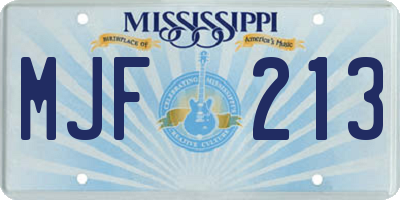 MS license plate MJF213