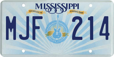 MS license plate MJF214