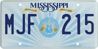 MS license plate MJF215