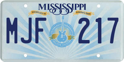 MS license plate MJF217