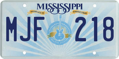 MS license plate MJF218