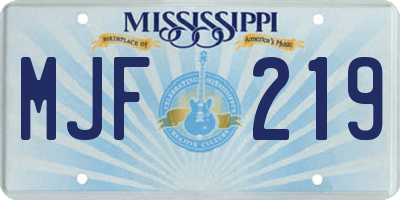 MS license plate MJF219