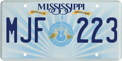 MS license plate MJF223