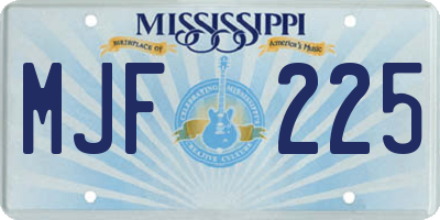 MS license plate MJF225