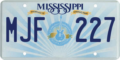 MS license plate MJF227