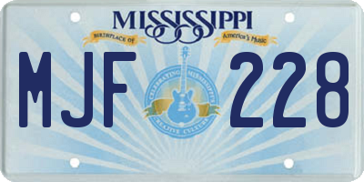 MS license plate MJF228