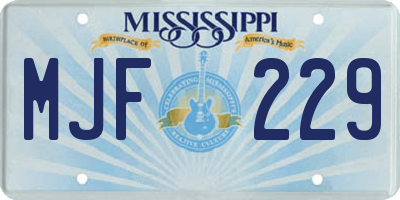 MS license plate MJF229