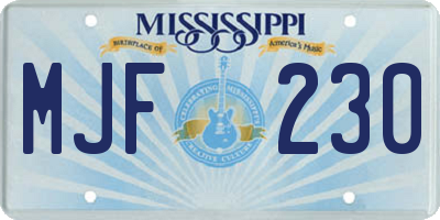 MS license plate MJF230